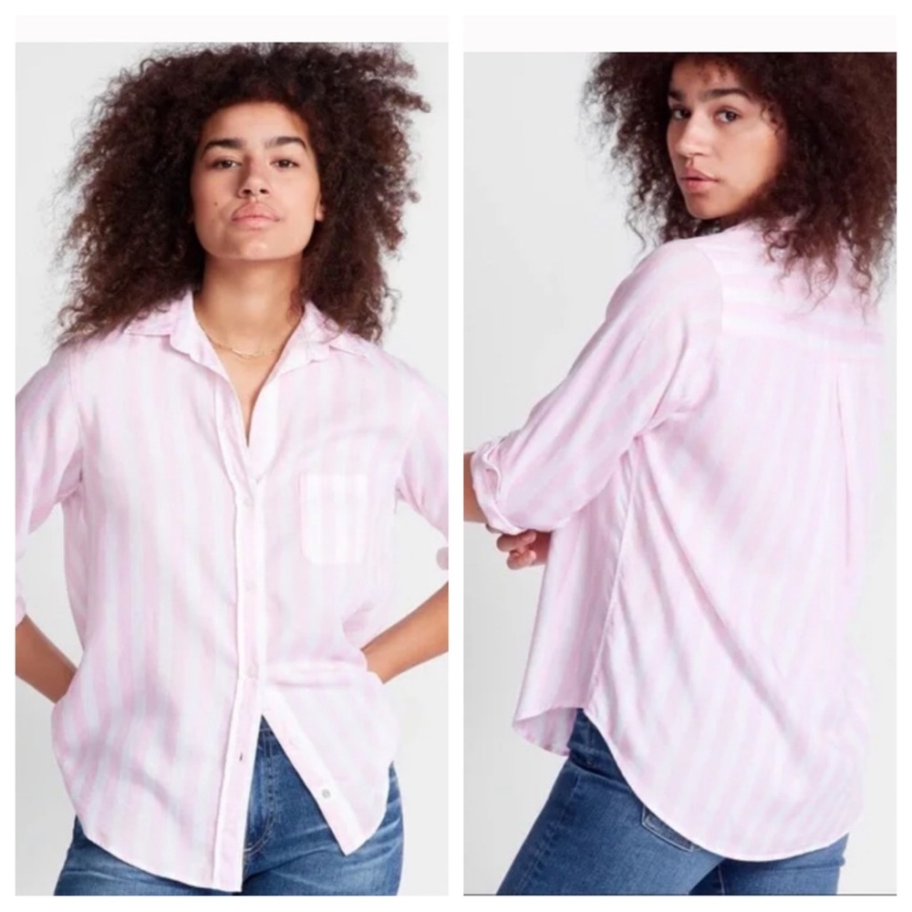 Grayson The Hero Lyocell Pink White Striped Button Down